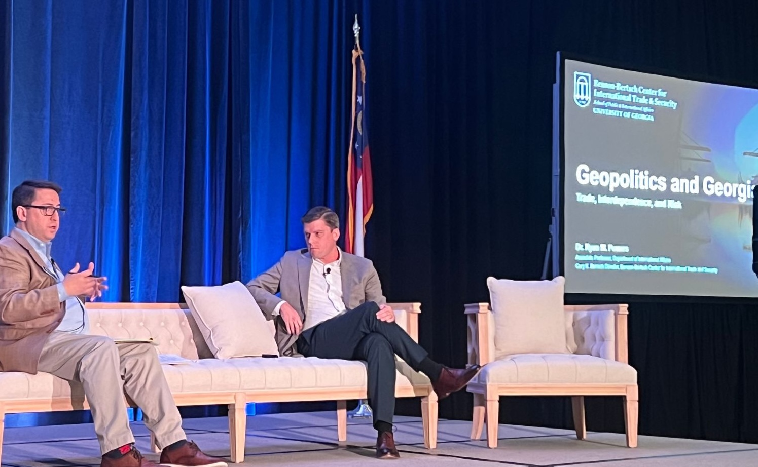 Ryan Powers speaking at the Geopolitics and Georgia panel